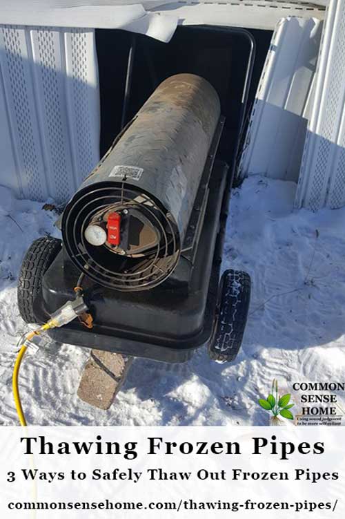 3 options for thawing frozen pipes safely, plus tips for frozen drain pipes, emergency repairs and avoiding frozen pipes. #homerepair #frozenpipes #winterpreps