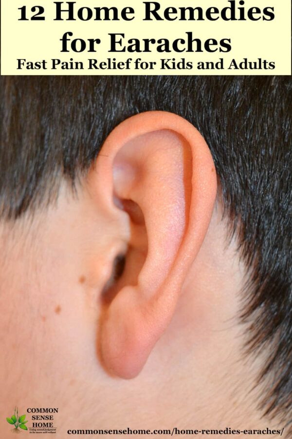 close of up ear with text "12 Home Remedies for Earaches"