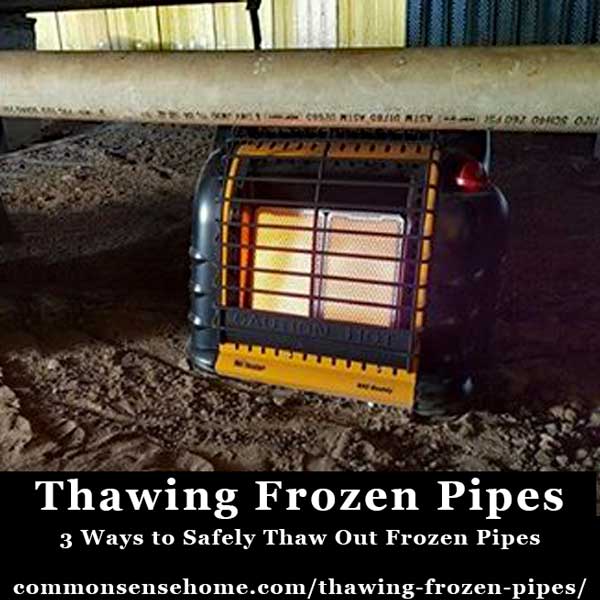 3 options for thawing frozen pipes safely, plus tips for frozen drain pipes, emergency repairs and avoiding frozen pipes. #homerepair #frozenpipes #winterpreps