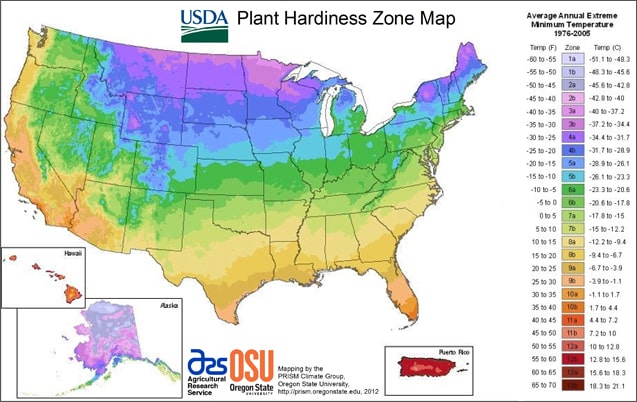 2012 USDA Hardiness Zones Map