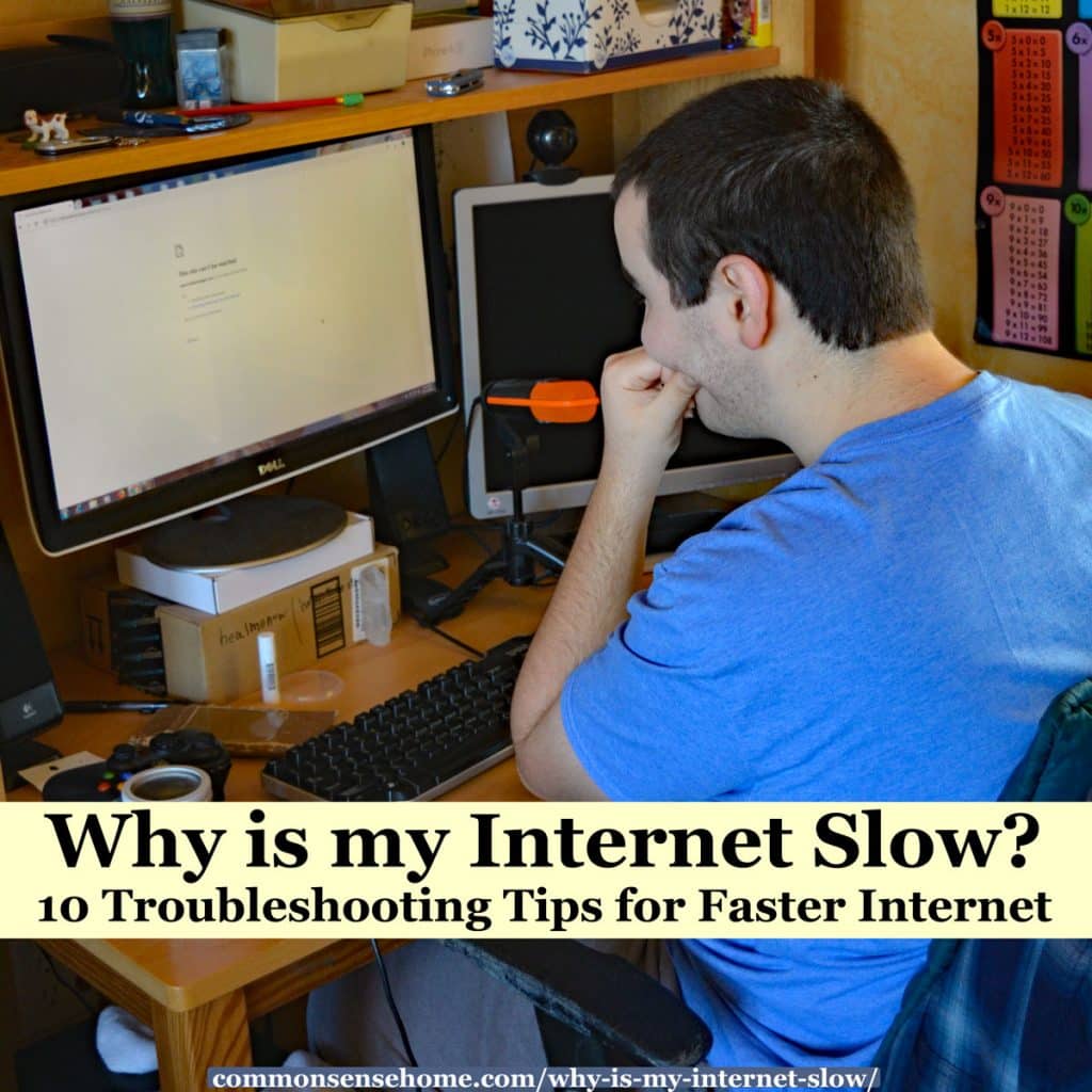 young man struggling with slow internet
