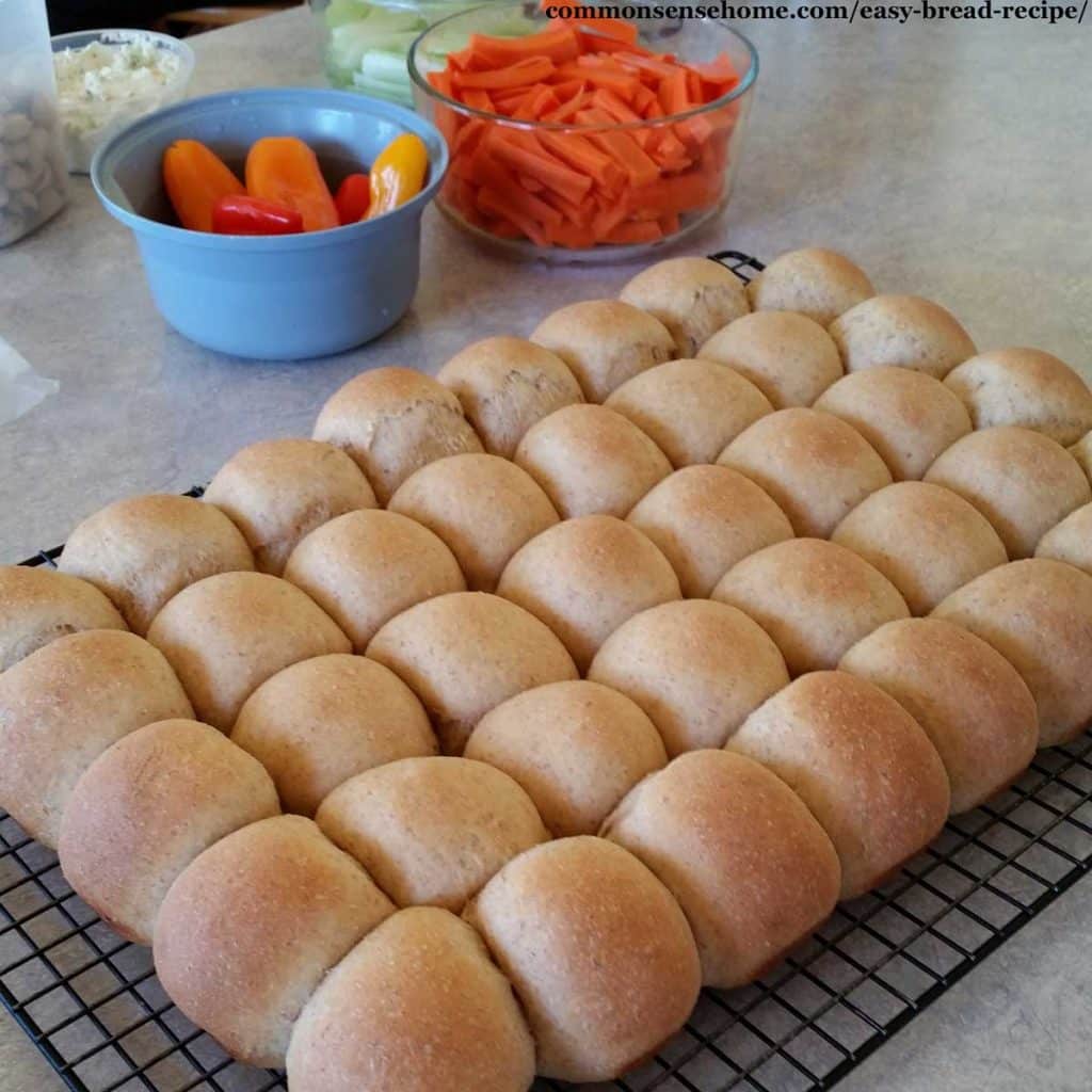 Easy homemade buns on cooling rack