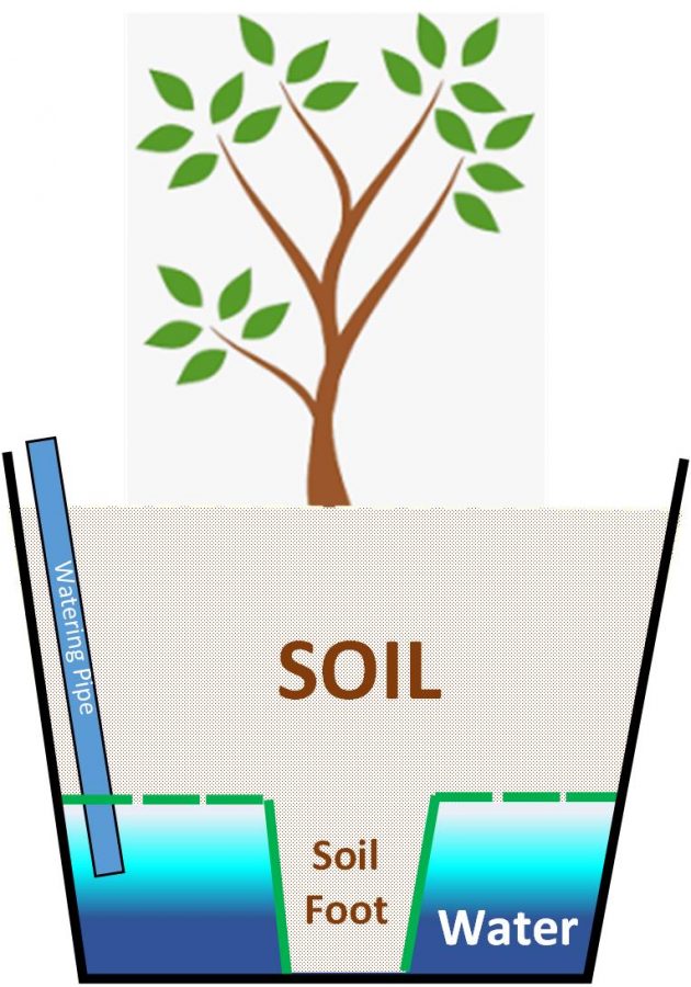self-watering planter diagram