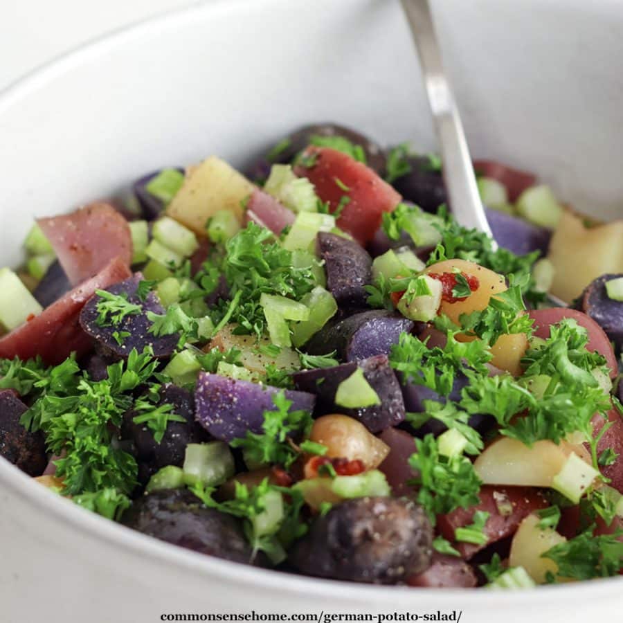 German potato salad with mixed fingerling potatoes