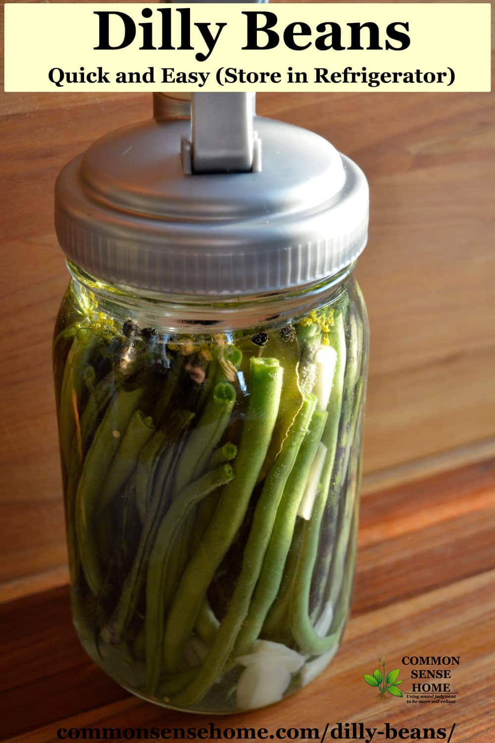 dilly beans in mason jar