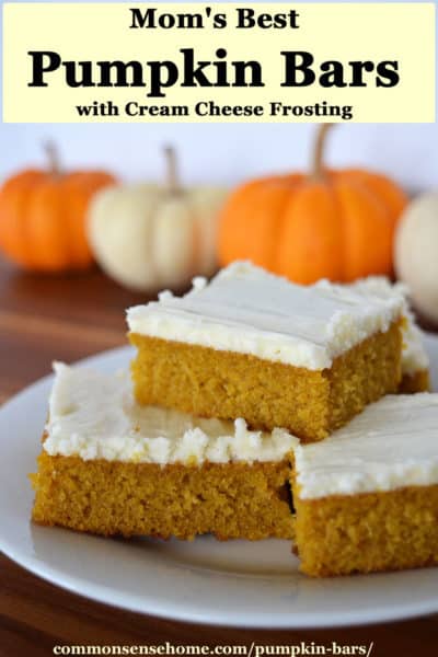 Mom's Best Pumpkin Bars with Cream Cheese Frosting