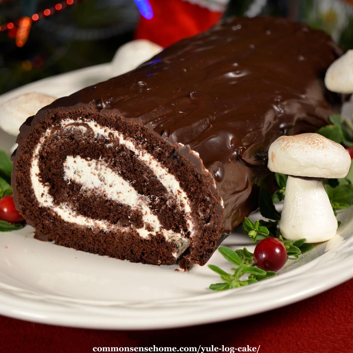 Macadamia and milk chocolate Yule log cake (Bûche de Noël) - The