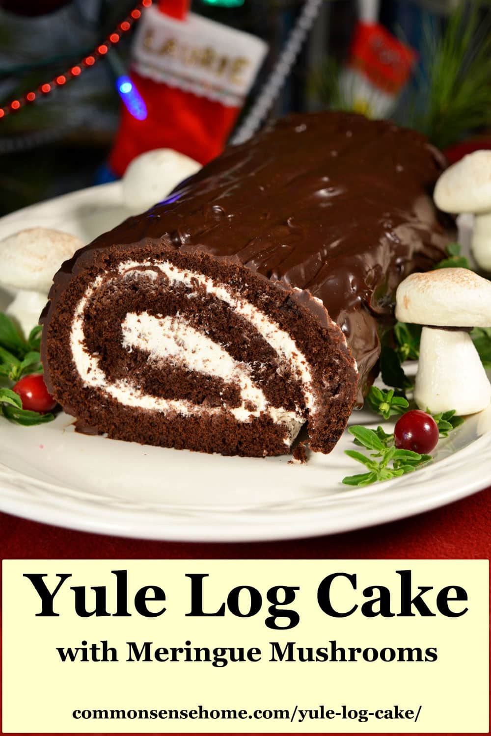 Macadamia and milk chocolate Yule log cake (Bûche de Noël) - The