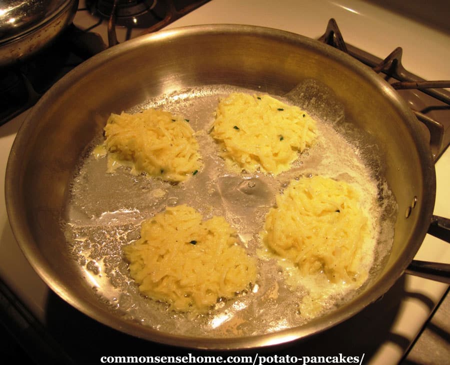 frying potato pancakes