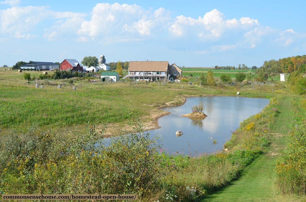 overlooking a pond and homestead