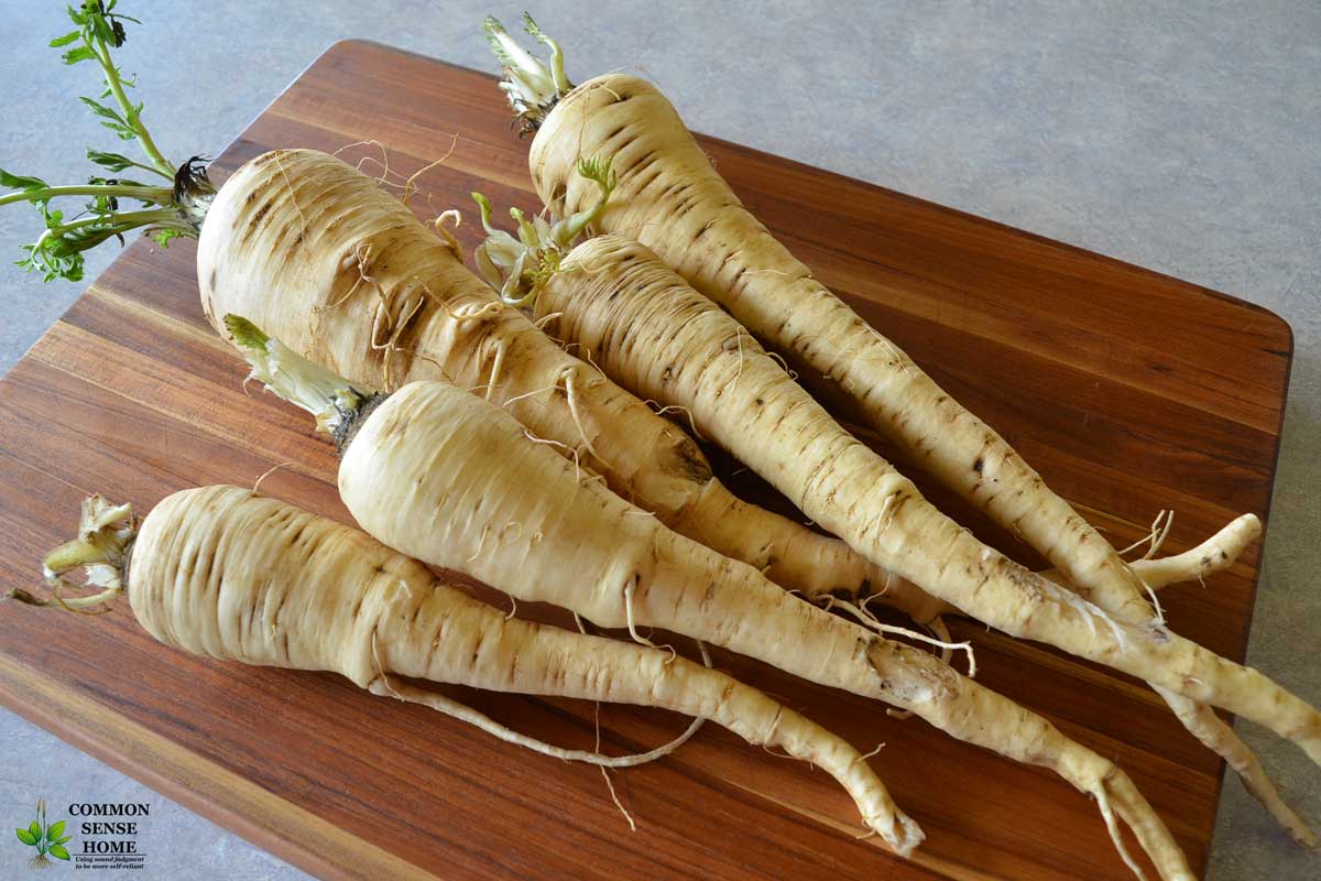 parsnips on cutting board