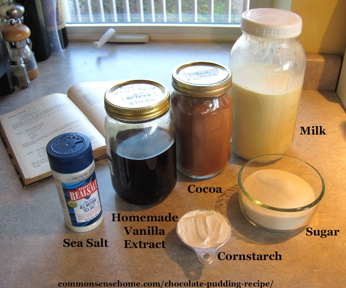 ingredients for chocolate pudding