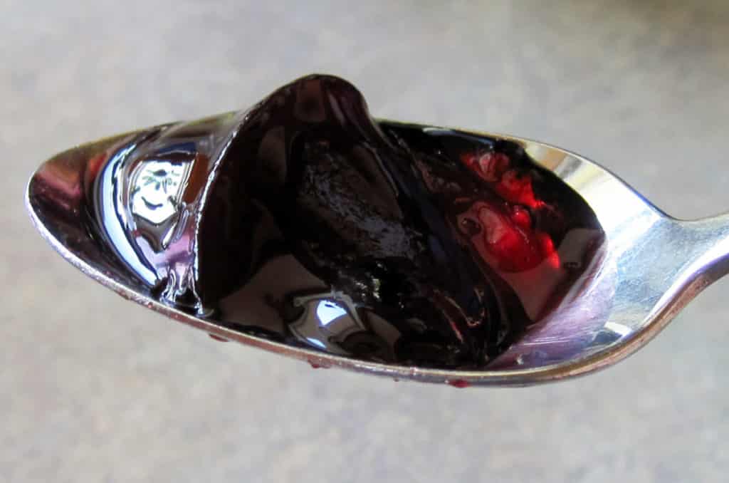 elderberry jell on spoon