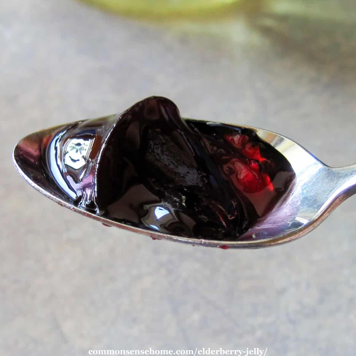 elderberry jell on spoon