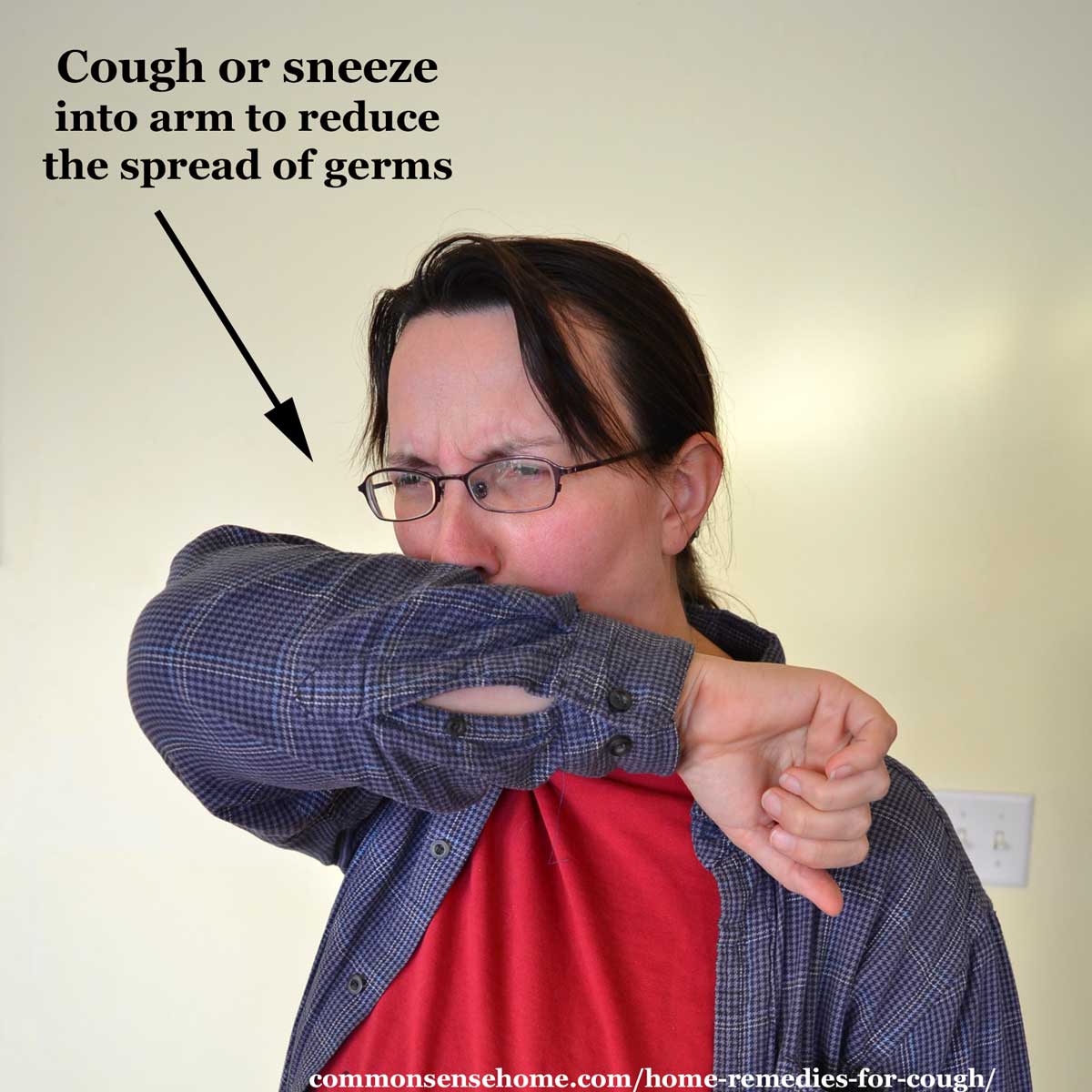 coughing into elbow to reduce the spread of germs