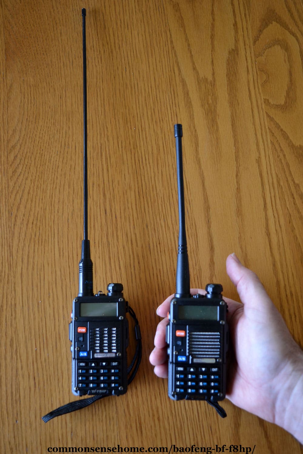 BAOFENG BF-F8HP with and without Nagoya whip antenna