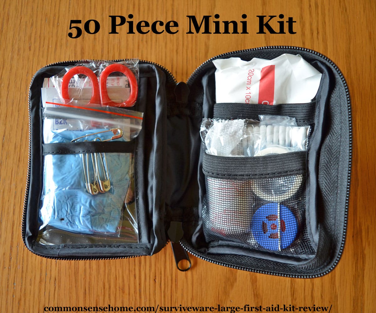 Interior of Surviveware 50 Piece mini kit