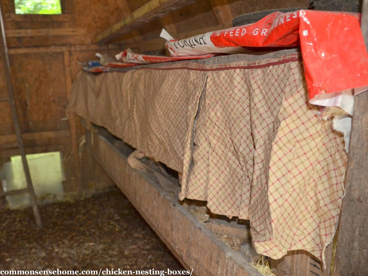 curtained nesting boxes for chickens