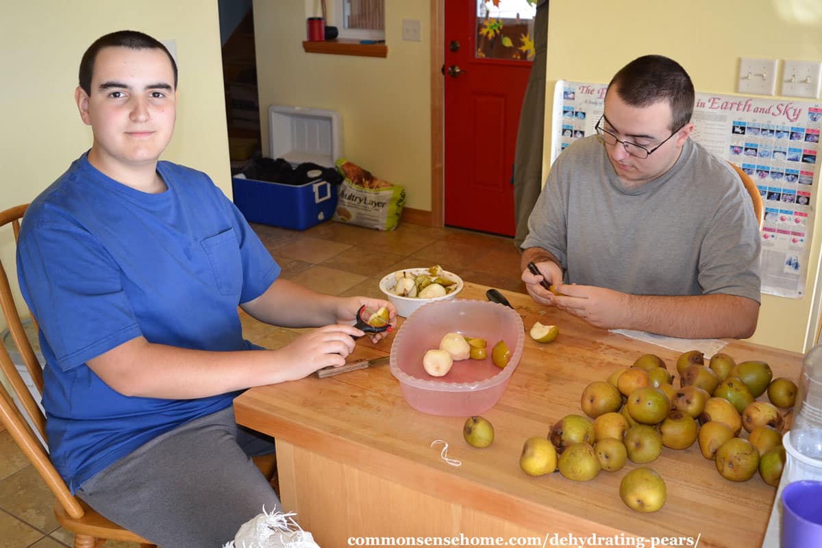 peeling pears