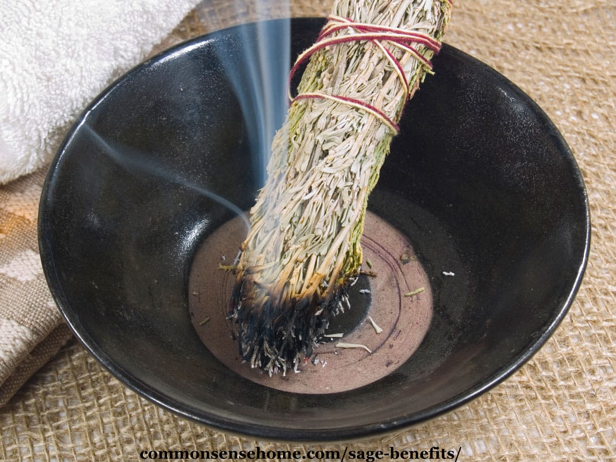 burning sage smudge stick