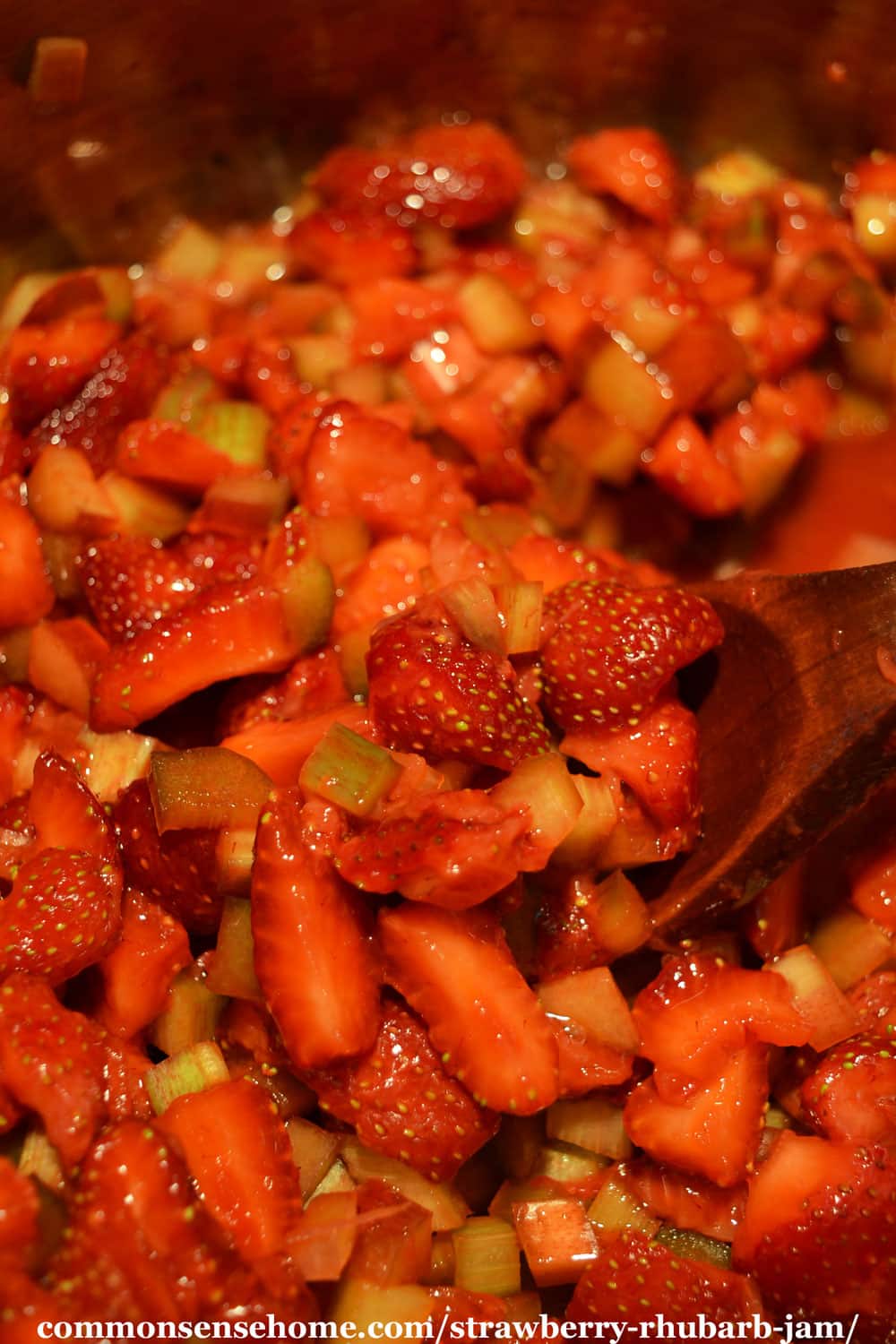 chopped strawberries and rhubarb