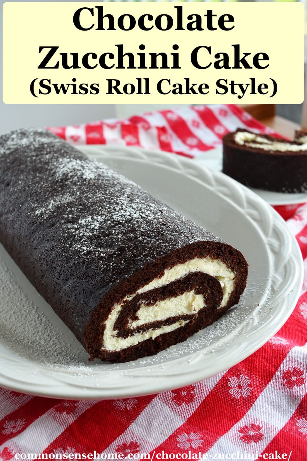 chocolate zucchini cake (Swiss roll cake style)