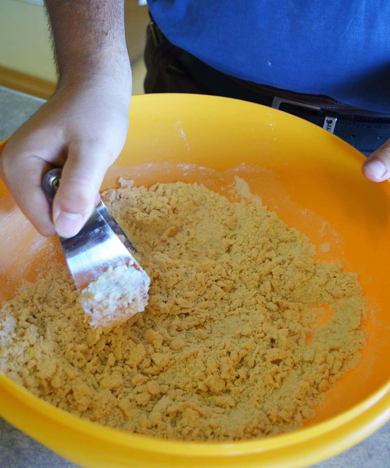 cutting in lard with a pastry blender