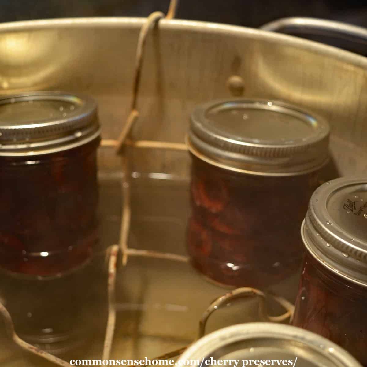 jars of preserves in canner