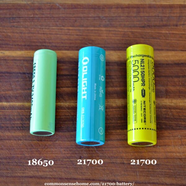 size comparison of 18650 and 21700 batteries