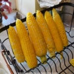 draining the sweet corn after blanching