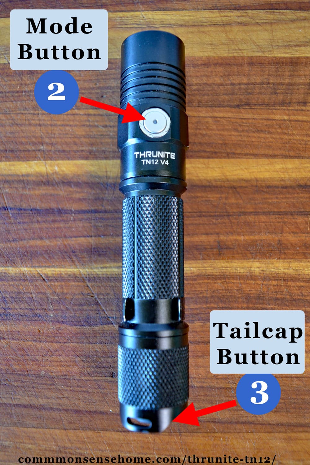 Thrunite TN12 Flashlight buttons