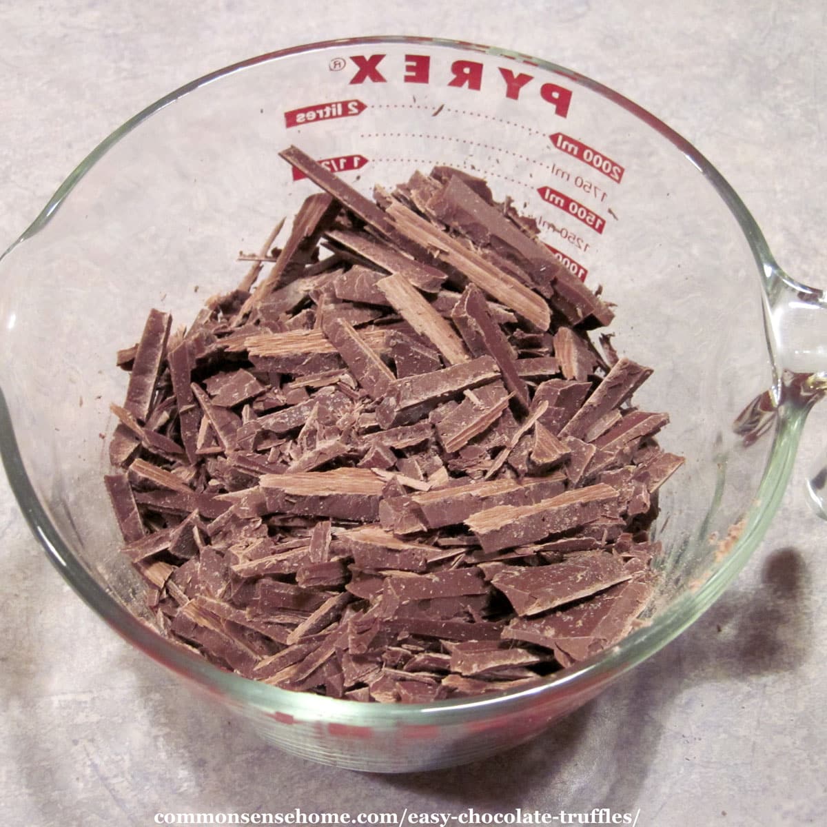 chopped chocolate in bowl