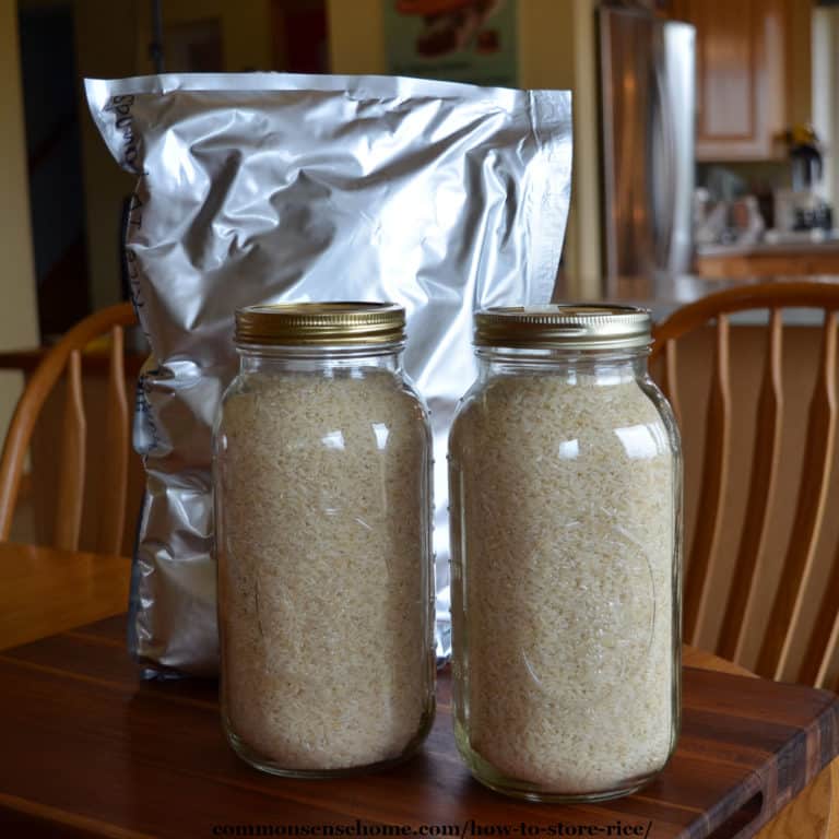 rice packed for storage in Mylar and mason jar