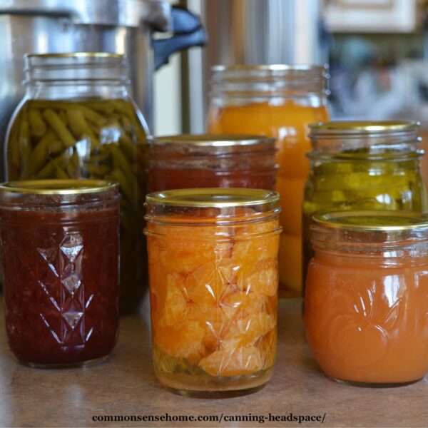 mason jars with different levels of canning headspace