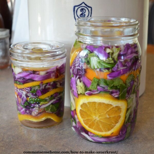 homemade sauerkraut with orange slices