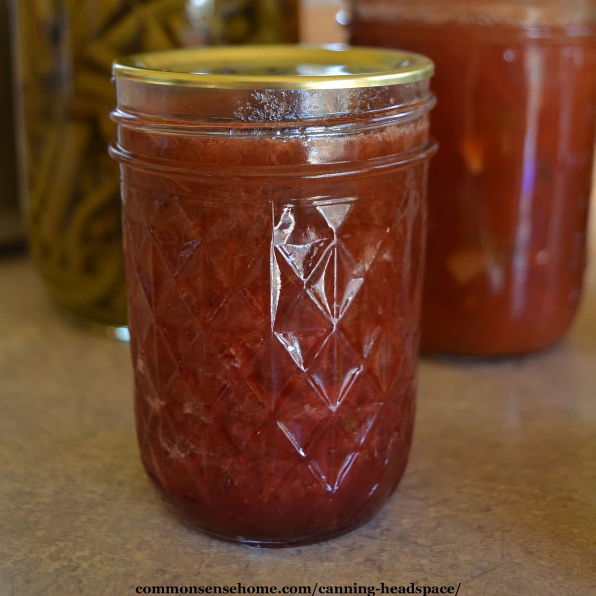 strawberry rhubarb jam with 1/4 inch headspace