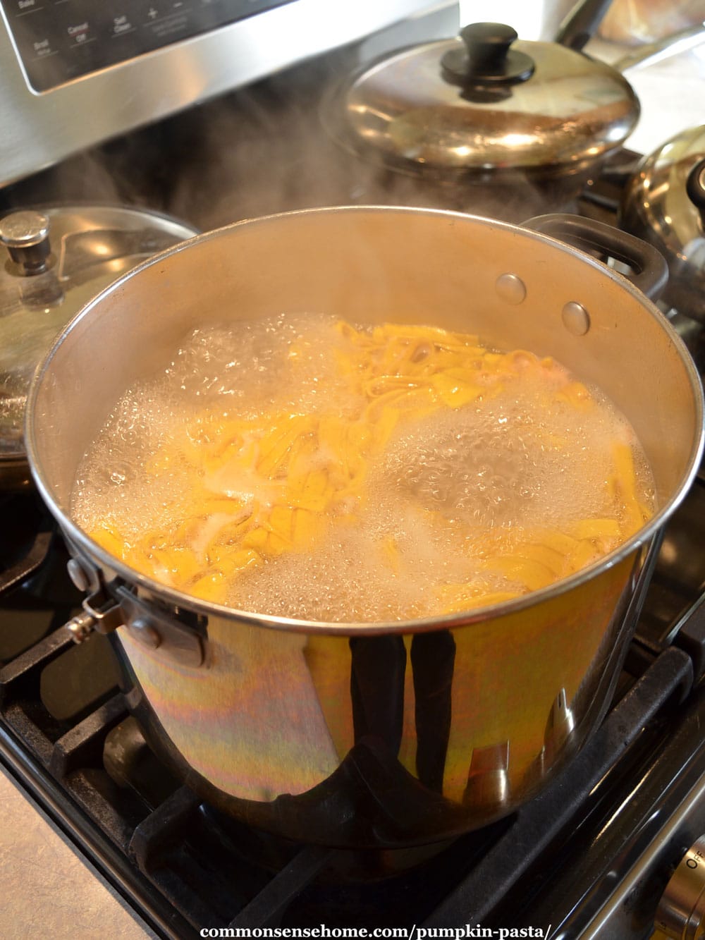 cooking the homemade pasta