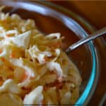 close up of homemade creamy coleslaw