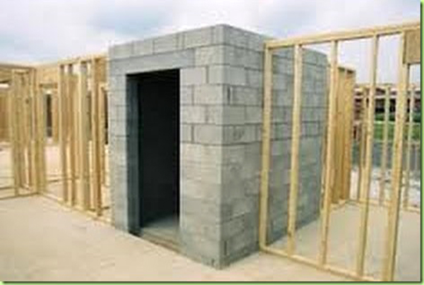 concrete safe room in house under construction