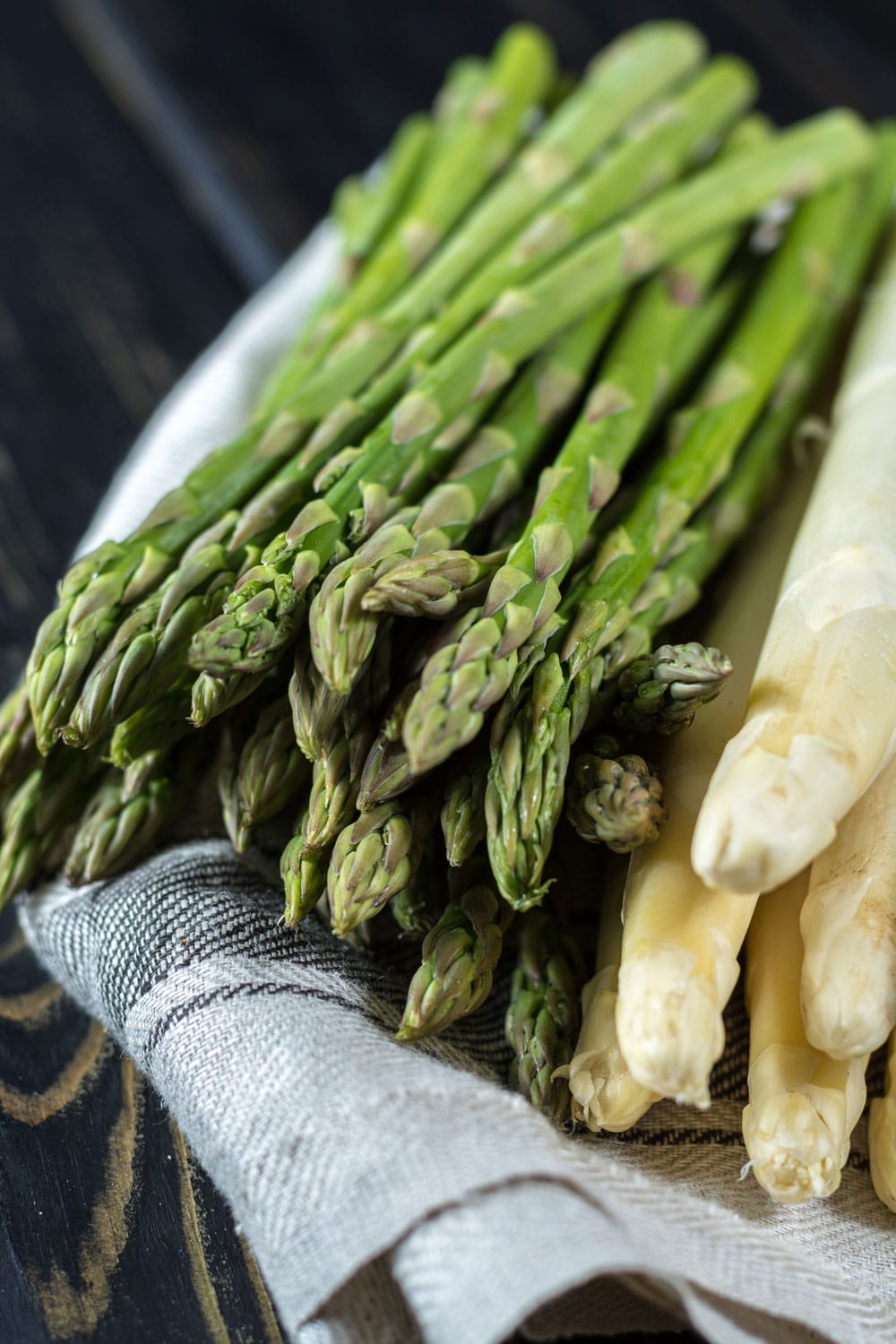 fresh green and white asparagus