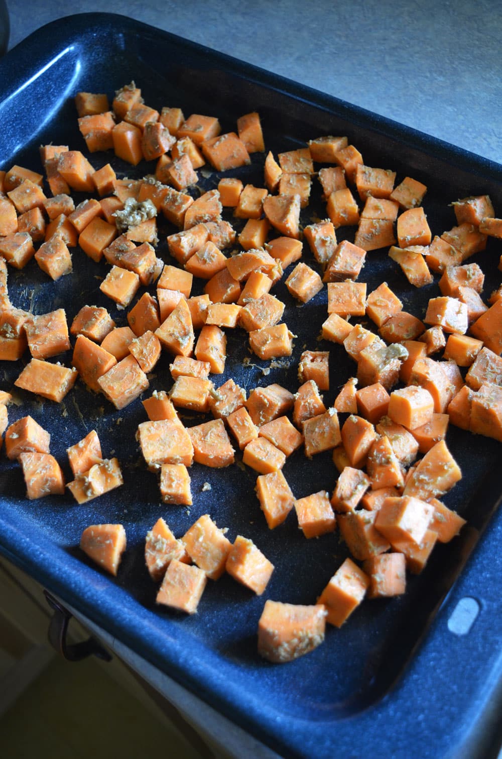 sweet potatoes on pan