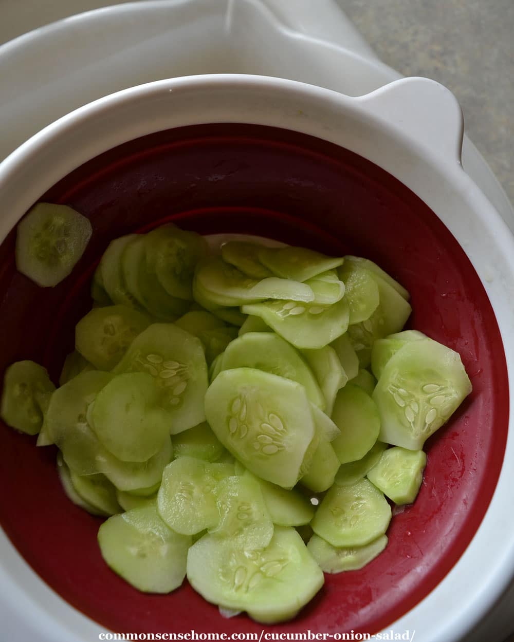 cucumbers draining in colander