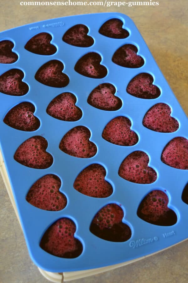 gelatin mixture setting up in heart shaped mold