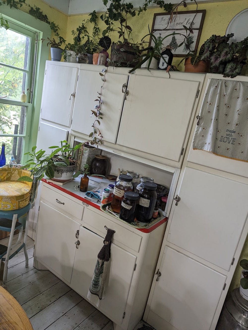 white cabinet for herb storage