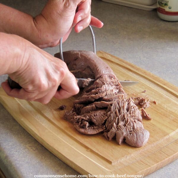 slicing beef tongue