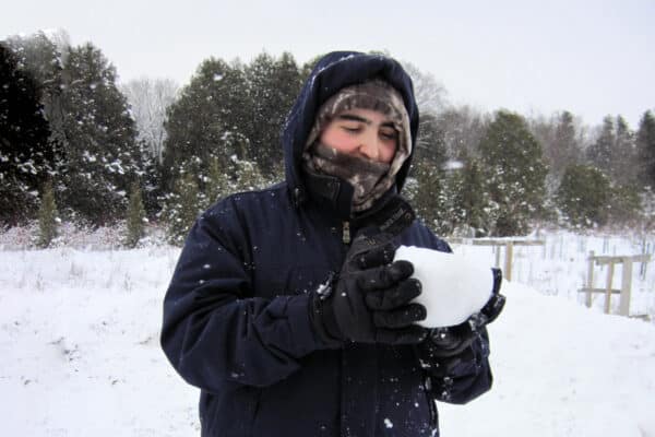 young man in cold weather clothes