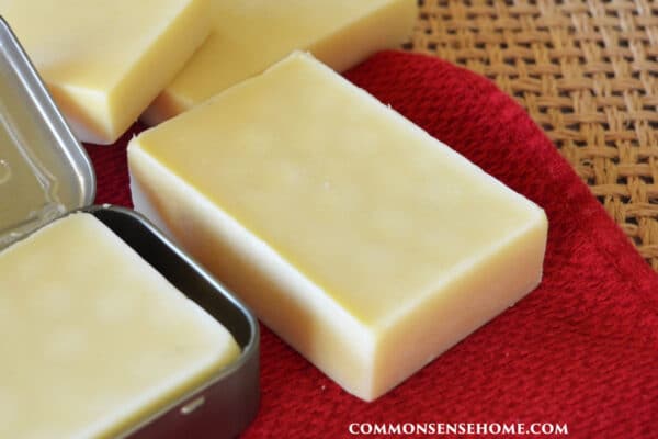homemade hard lotion bars with beeswax and cocoa butter