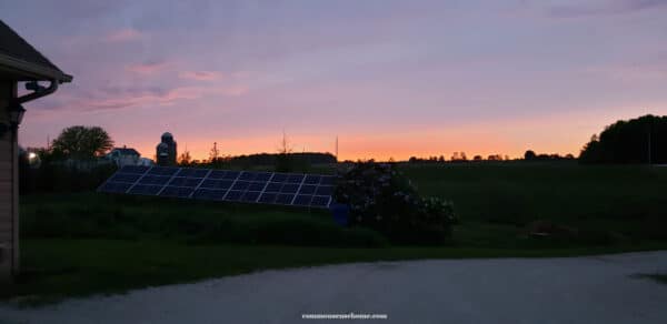 sunset over the solar array