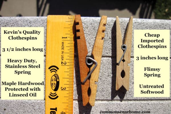 Traditional Round Wooden Clothespin Clips