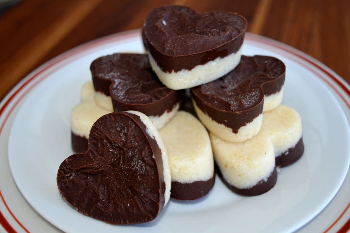 heart shaped homemade mounds bars